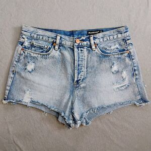 BLANKNYC High Cut-Off Shorts Womens 30 Blue Distressed Frayed Raw Hem 5-Pocket